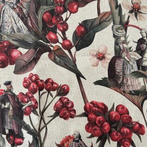 Tela algodón frutos rojos