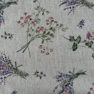 Tela resinada color lino flores lavanda