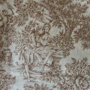 Tela algodón marrón Toile de Jouy
