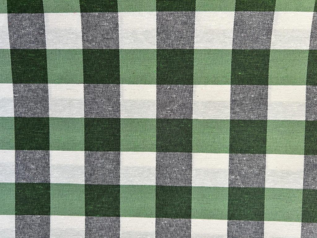 Tela resinada cuadros vichy verde y gris