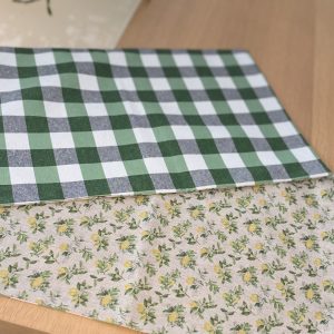 Mantel Individual Rectangular Reversible Resinado Limones - Vichy verde