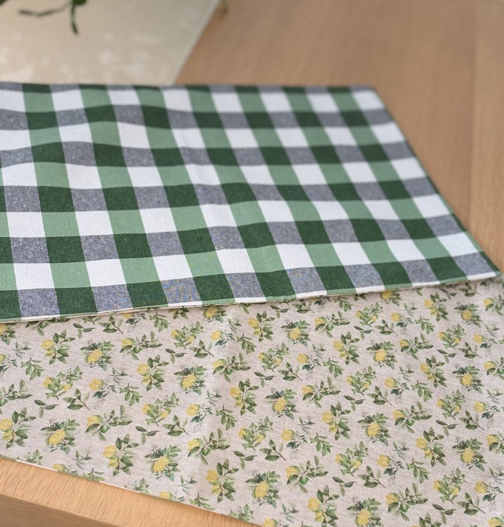 Mantel Individual Rectangular Reversible Resinado Limones - Vichy verde