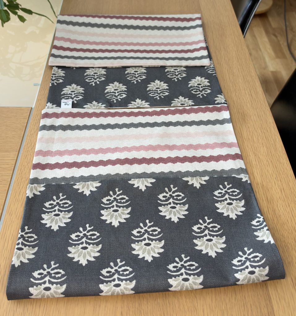 Mantel rectangular reversible resinado hindú gris zafiro - rayas